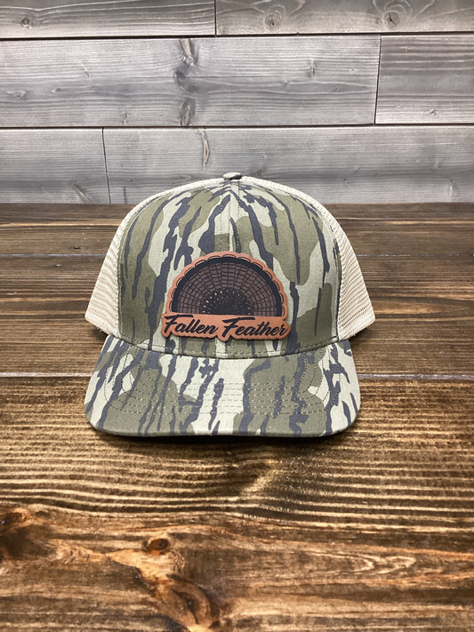 Mossy Oak Bottomland Leather Fan Patch SnapBack