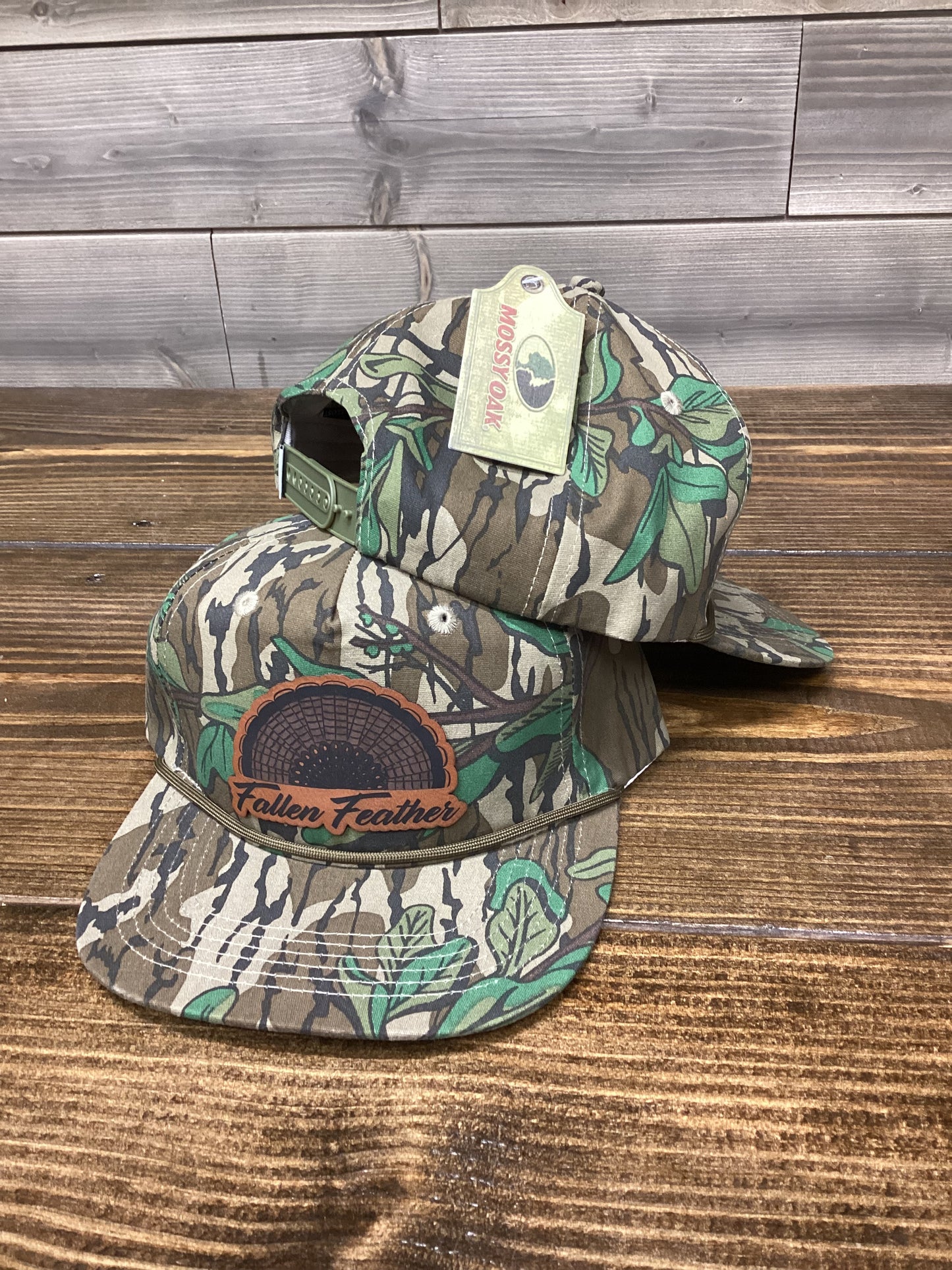 Mossy Oak Greenleaf  Leather Fan Patch SnapBack