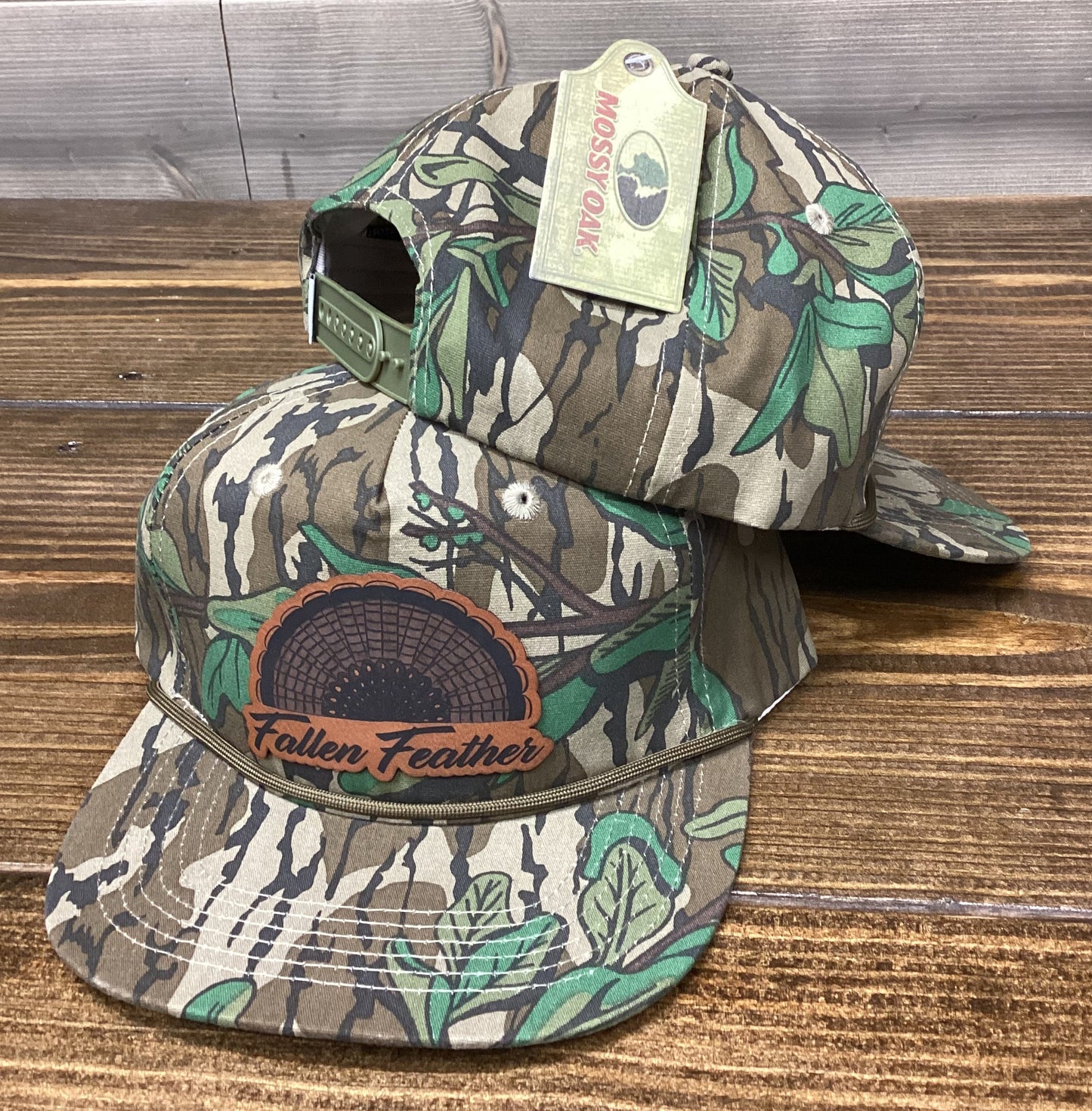 Mossy Oak Greenleaf Leather Fan Patch SnapBack
