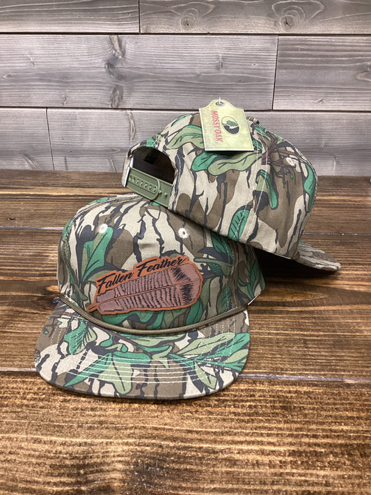 Mossy Oak Greenleaf Leather Turkey Feather Patch SnapBack