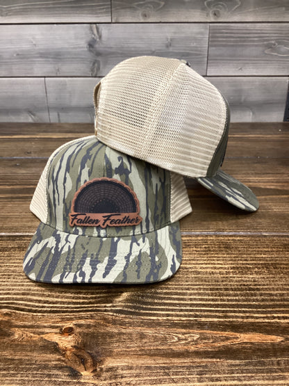 Mossy Oak Bottomland Leather Fan Patch SnapBack