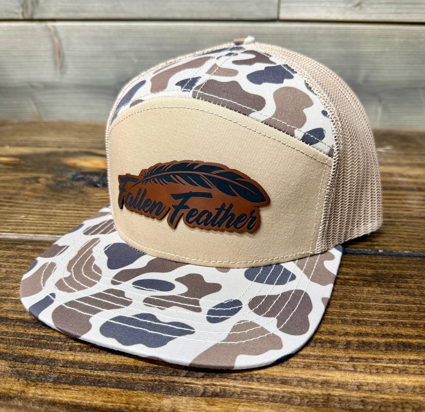 Old School Camo Leather OG 7 panel Hat