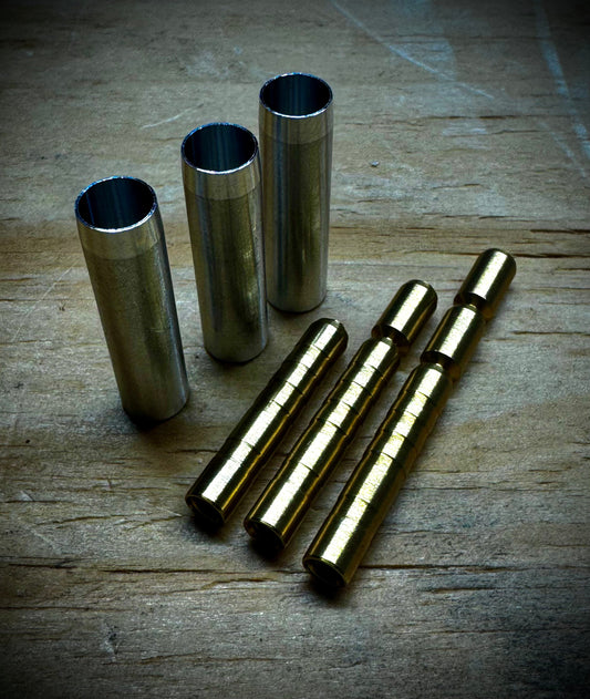 .204/5mm 100g, 75g, 50g brass breakaway hidden/sleeve insert combo. 6pk