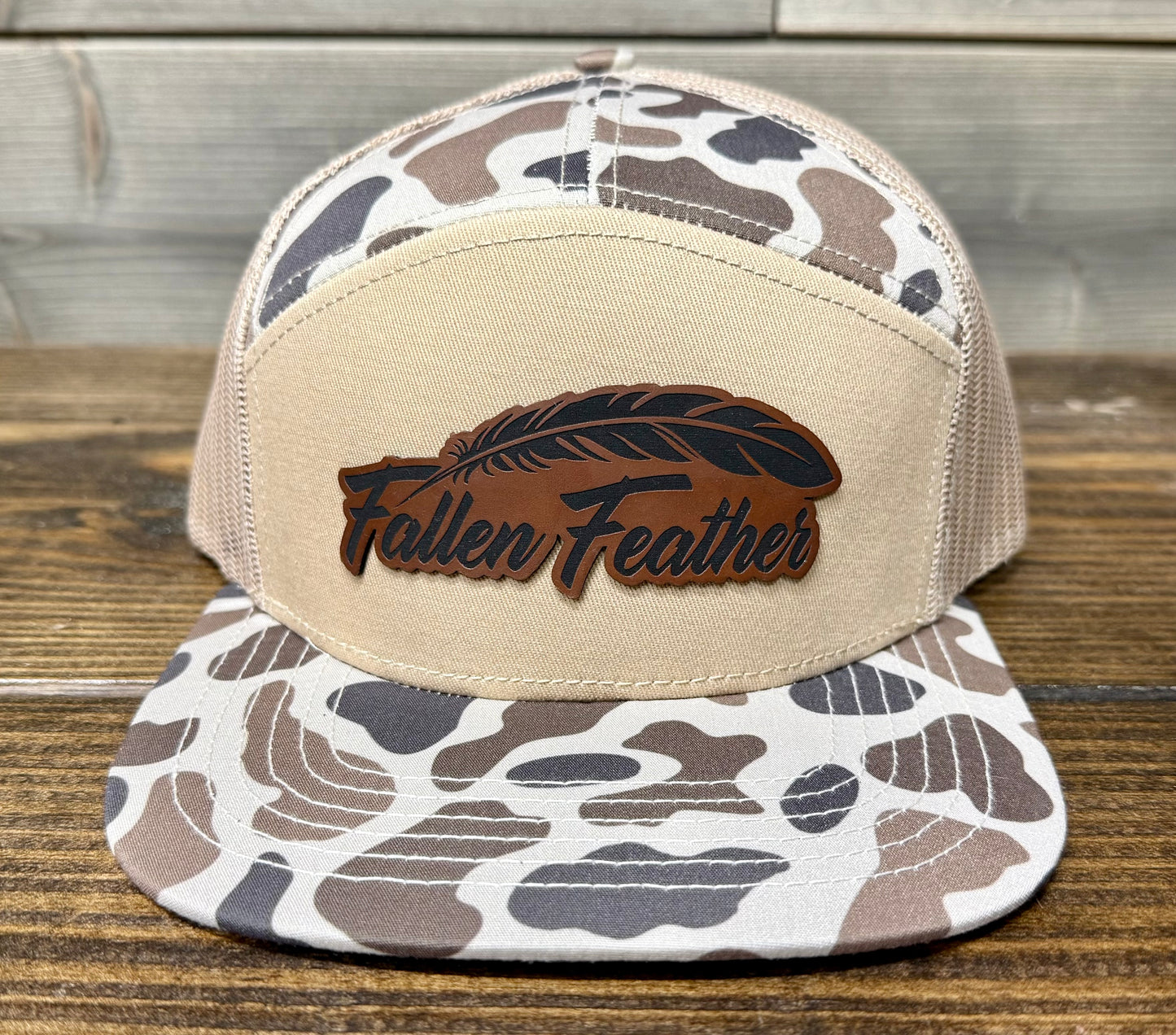 Old School Camo Leather OG 7 panel Hat